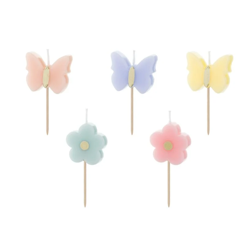 Kakelys, Sommerfugler og blomster, pk/5