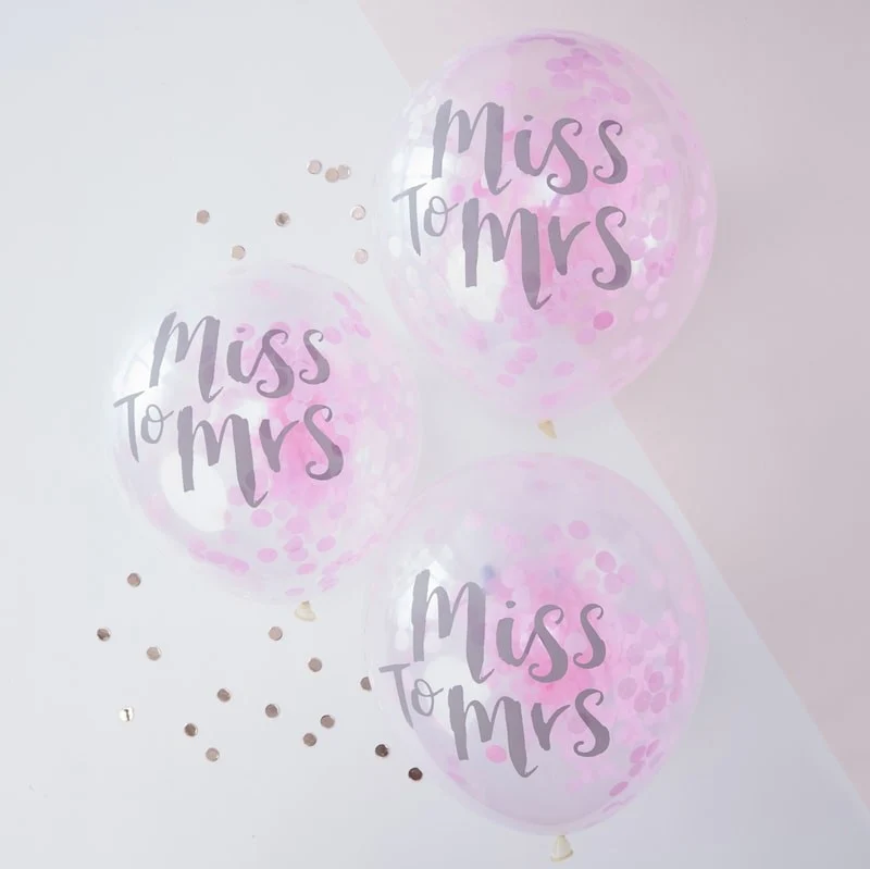 Konfettiballonger Rosa "Miss to Mrs"