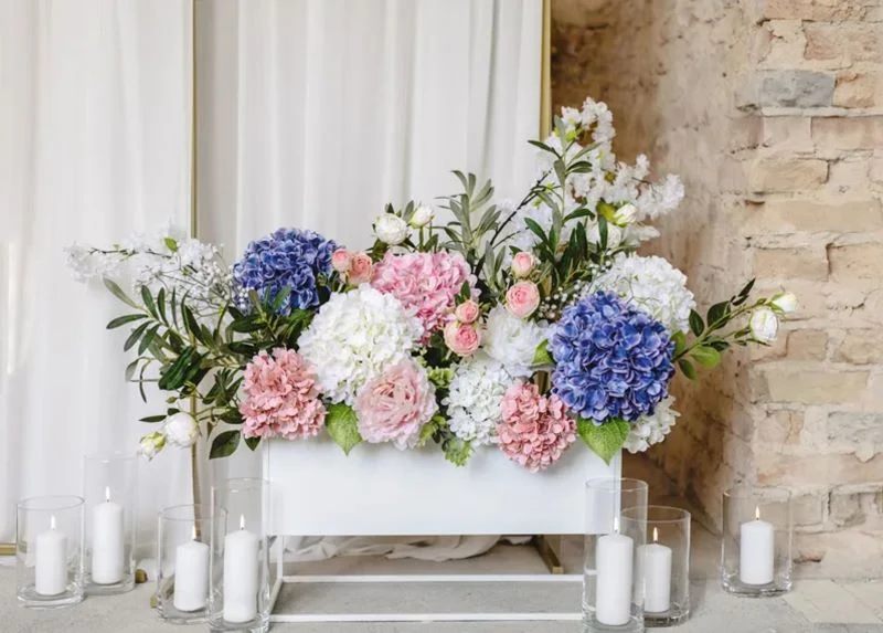 Kunstig Hortensia, Premium - Marineblå