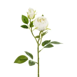 Kunstige Roser, to knopper - Hvit, 55cm
