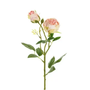 Kunstige Roser, to knopper - Lys rosa, 55cm