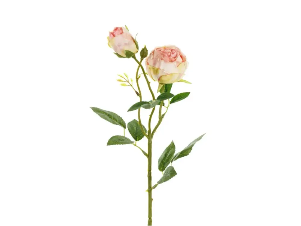 Kunstige Roser, to knopper - Lys rosa, 55cm