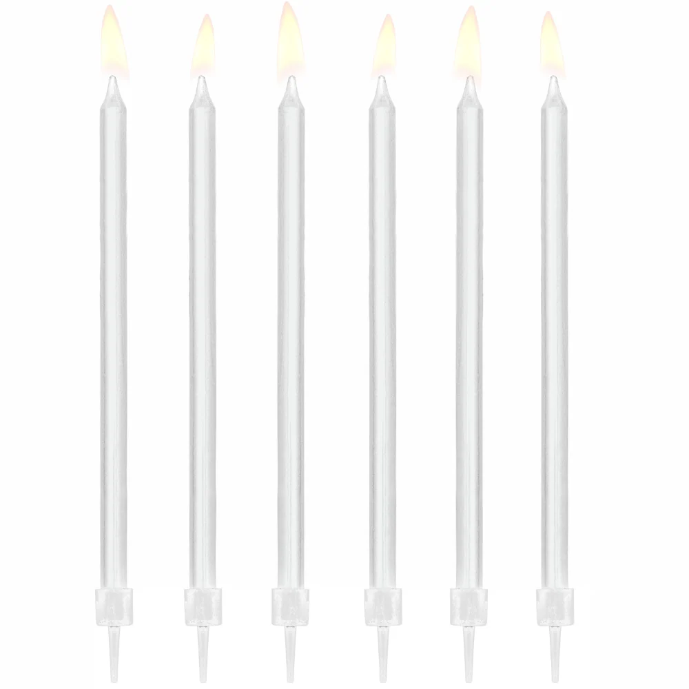 Lange Hvite Kakelys 12 stk.