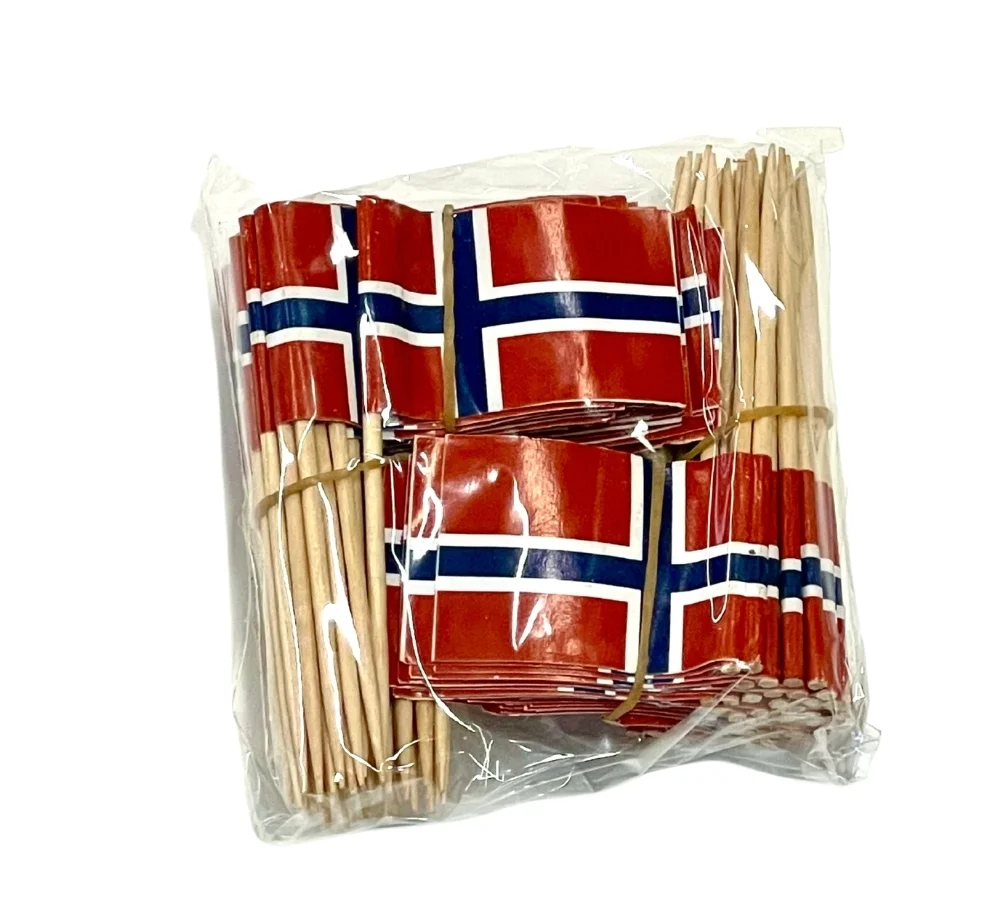 Norske flagg på trepinne, pk/50