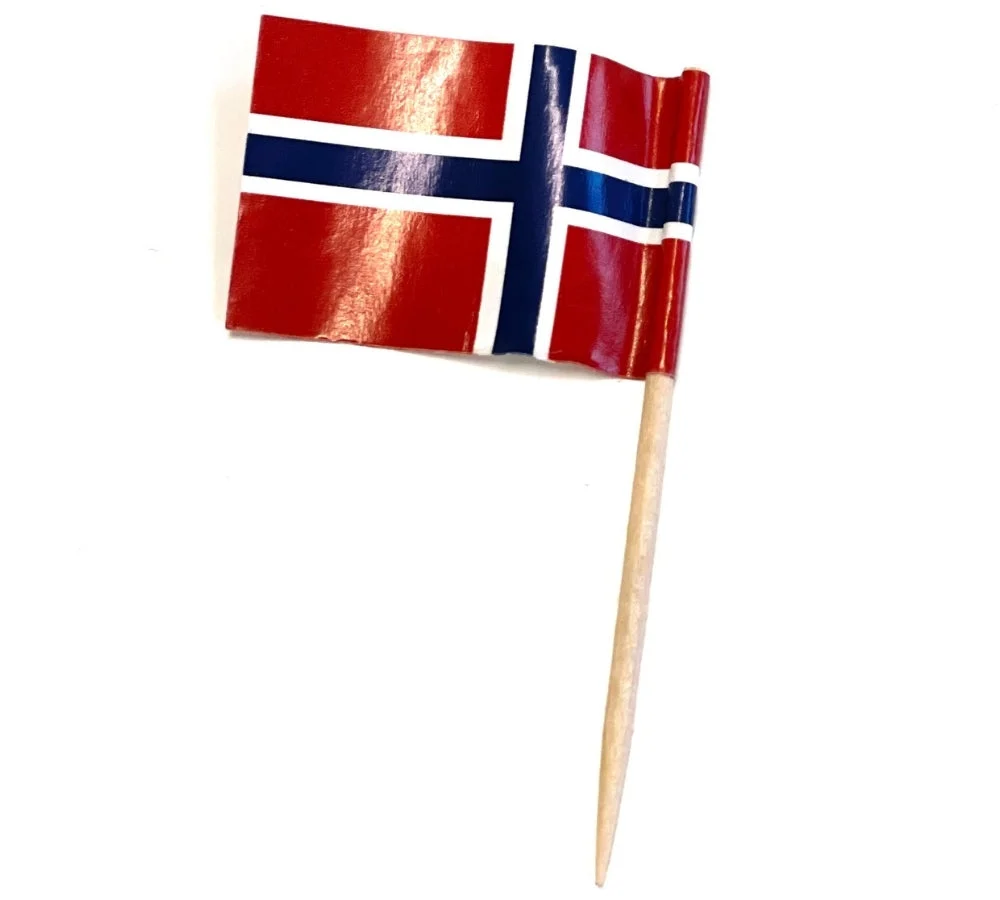 Norske flagg på trepinne, pk/50