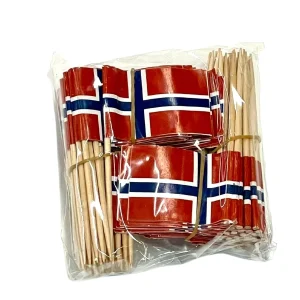 Norske flagg på trepinne, pk/50
