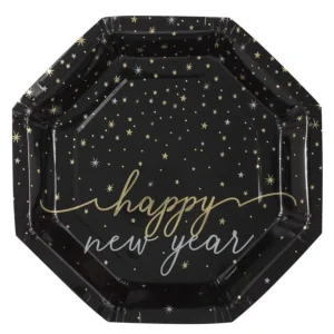 Papptallerken Happy New Year, pk/8