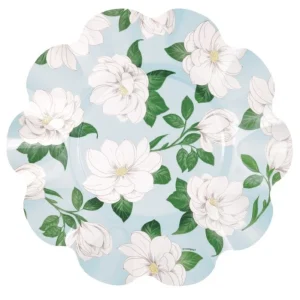 Papptallerken -Hvit Blomster- pk/8