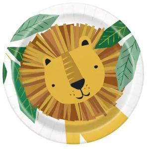 Papptallerken Løve -Safari- pk/8