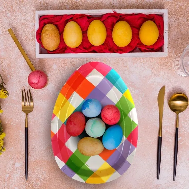 Papptallerken påske Eggformede tallerkener, pk/8