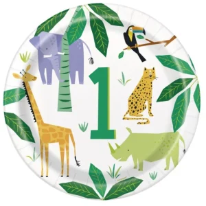 Papptallerken 1 år -Safari- pk/8