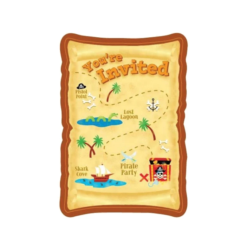 Piratparty Invitasjoner 8stk.