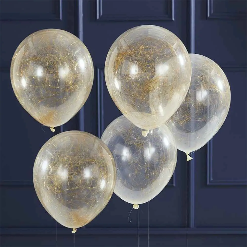 Pop Bubbly Englehår Gull Ballonger 5 stk.