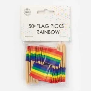 Regnbue flagg på trepinne, pk/50