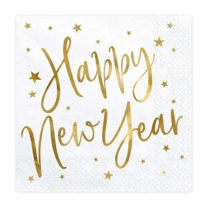 Servietter Gull -Happy New-Year- pk/20