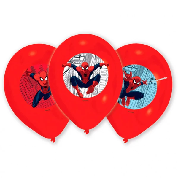Spiderman Ballonger med Print 6 stk