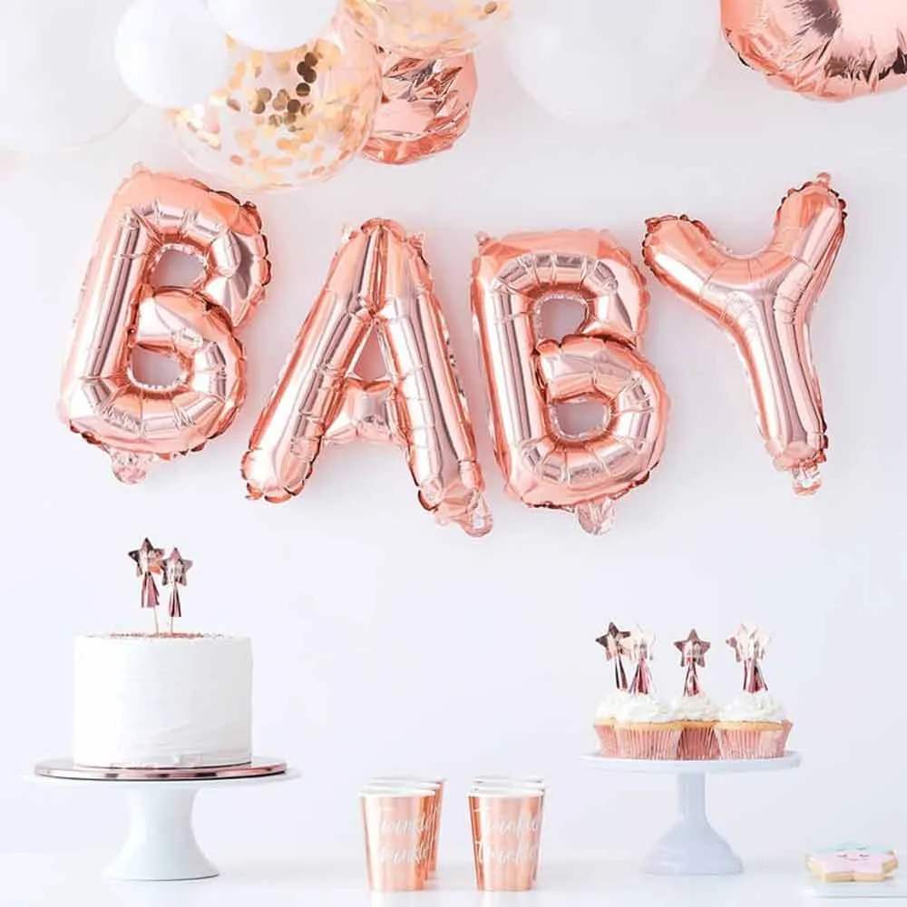 Twinkle Twinkle Baby Ballong Dekorasjon Rosegull