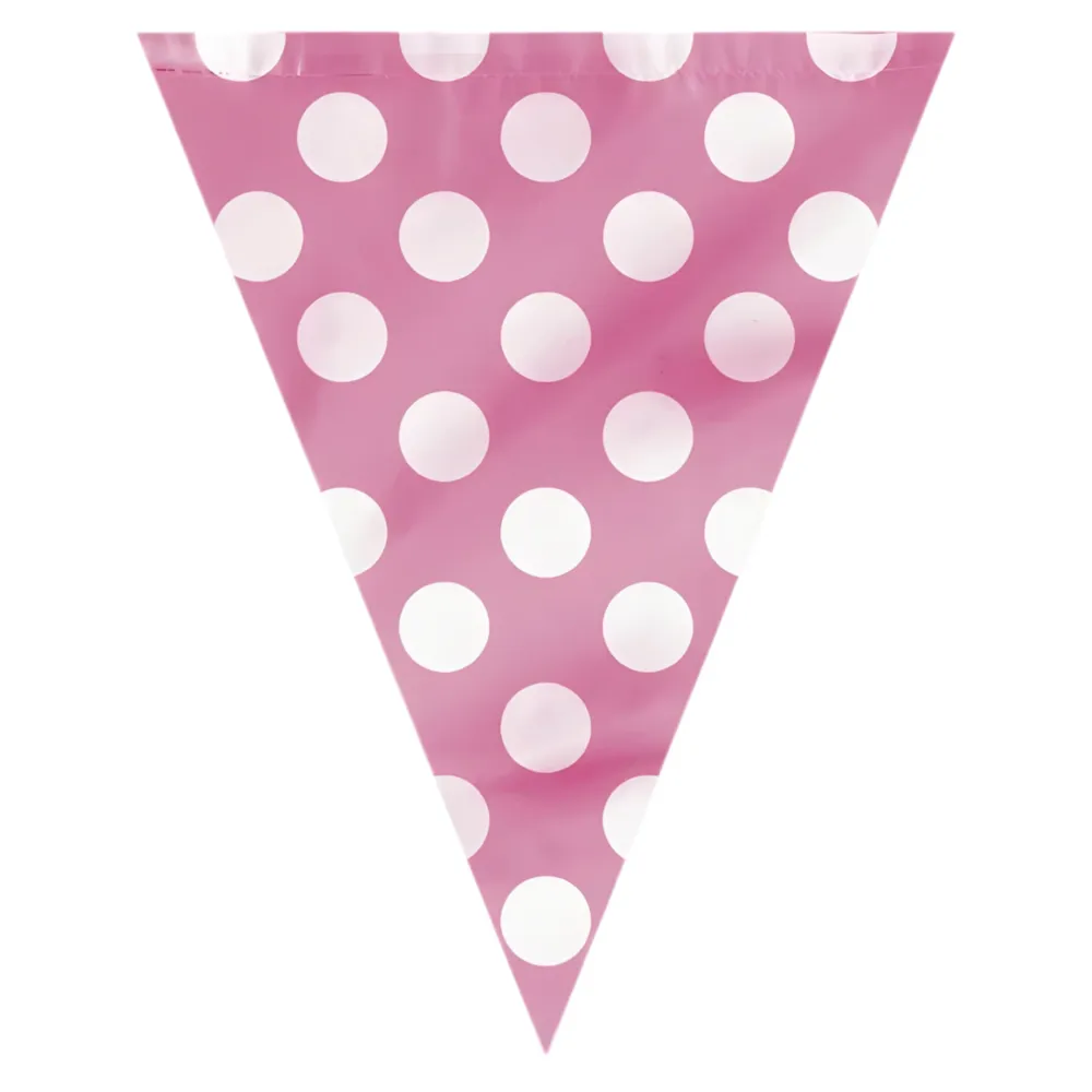 Vimpelrekke, rosa med prikker, ca 3,6meter