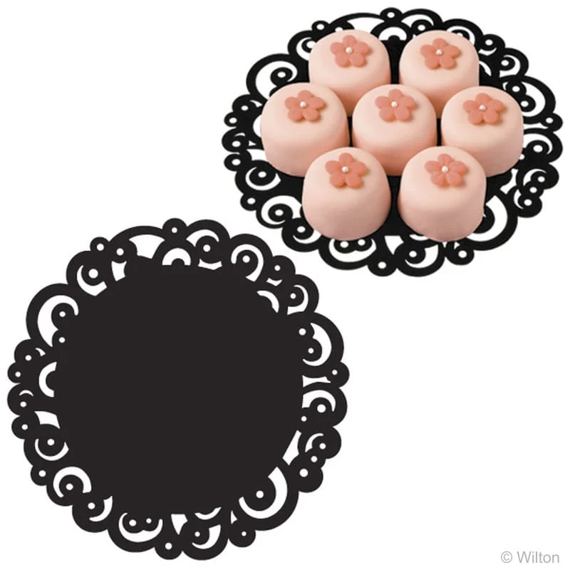 Wilton Kakeunderlag doilies -Svart- 20cm pk/16