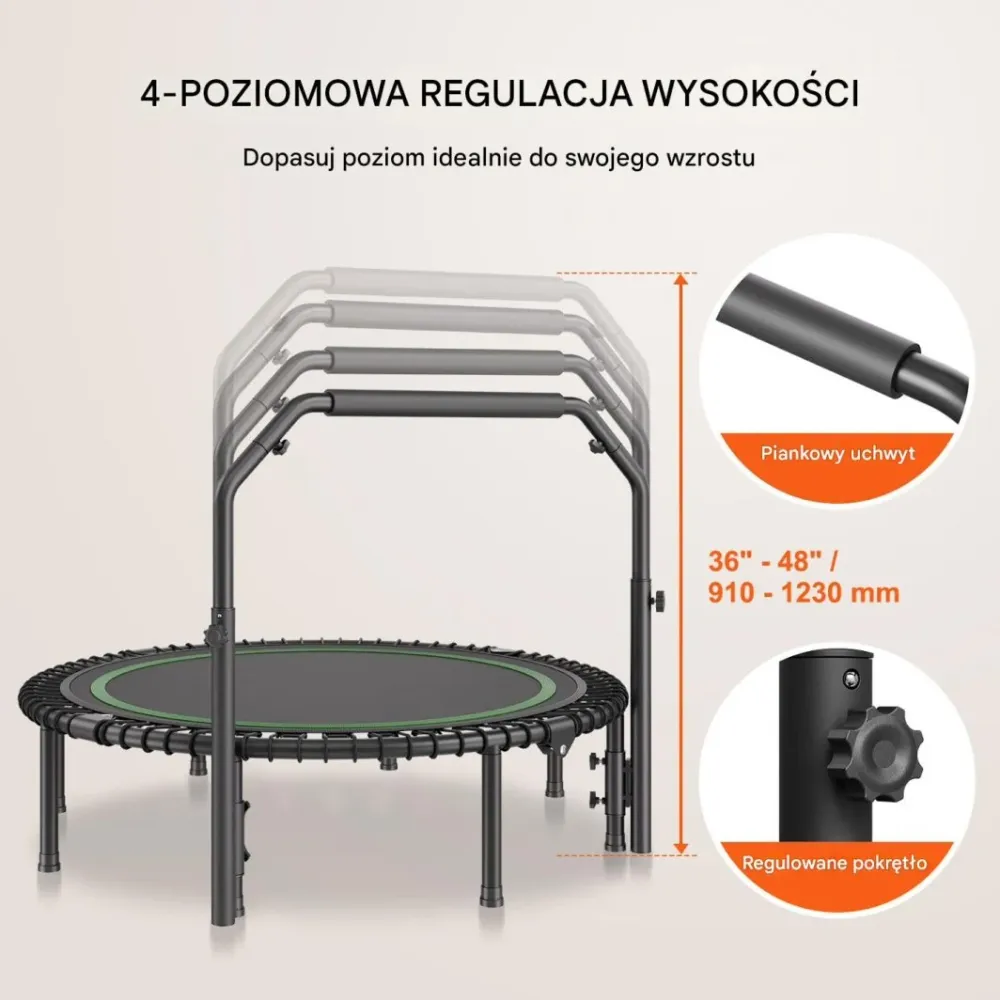 Trampoline Fitness 129cm Med Justerbart Håndtak
