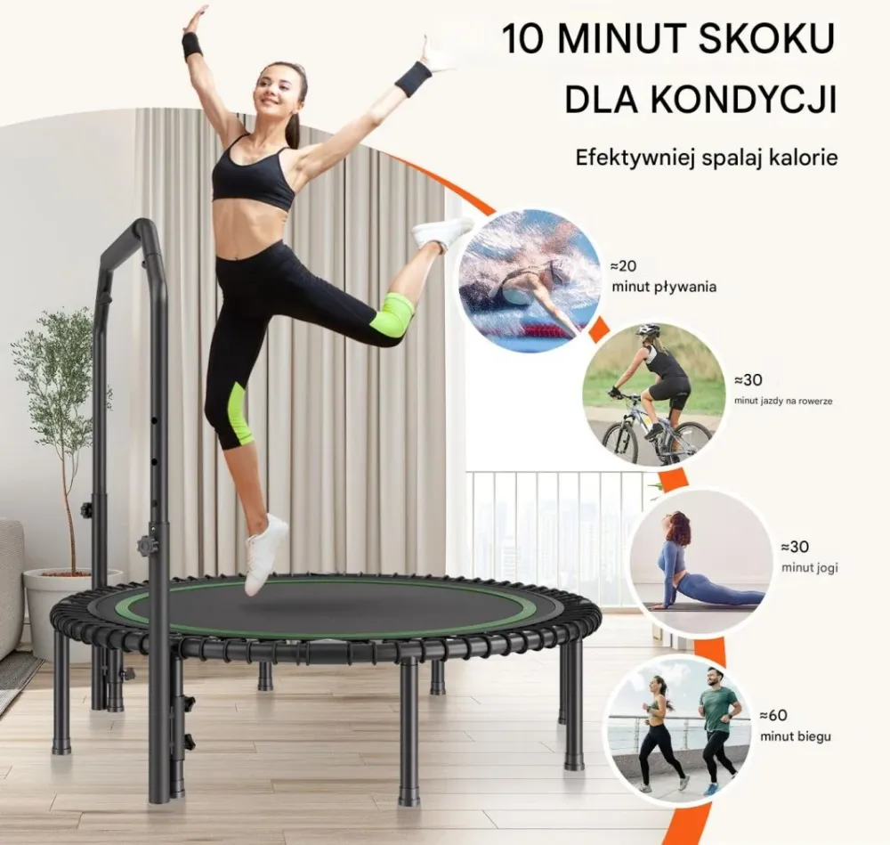 Trampoline Fitness 129cm Med Justerbart Håndtak