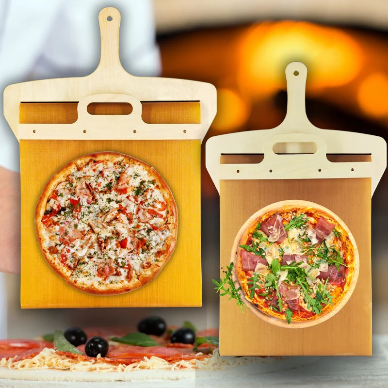 Flyttbar pizzaspatel i bjørketre med skyvemechanisme – Fornello