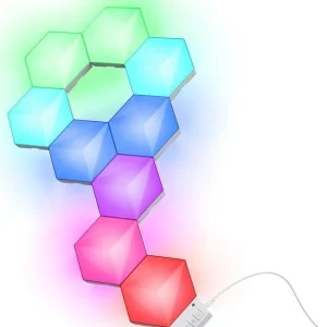Lyspanel RGB Hexagon med 9 LED-moduler til gamingrom – Trust GXT902 VYBZ