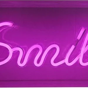 Neonskilt SMILE 15cm rosa LED veggdekor til barnerom Zuma Line FM - NLB46