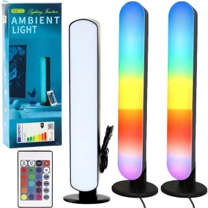Skrivebordslampe RGB LED Ambient Sett 2 Stk 6x7x5cm Med Fjernkontroll
