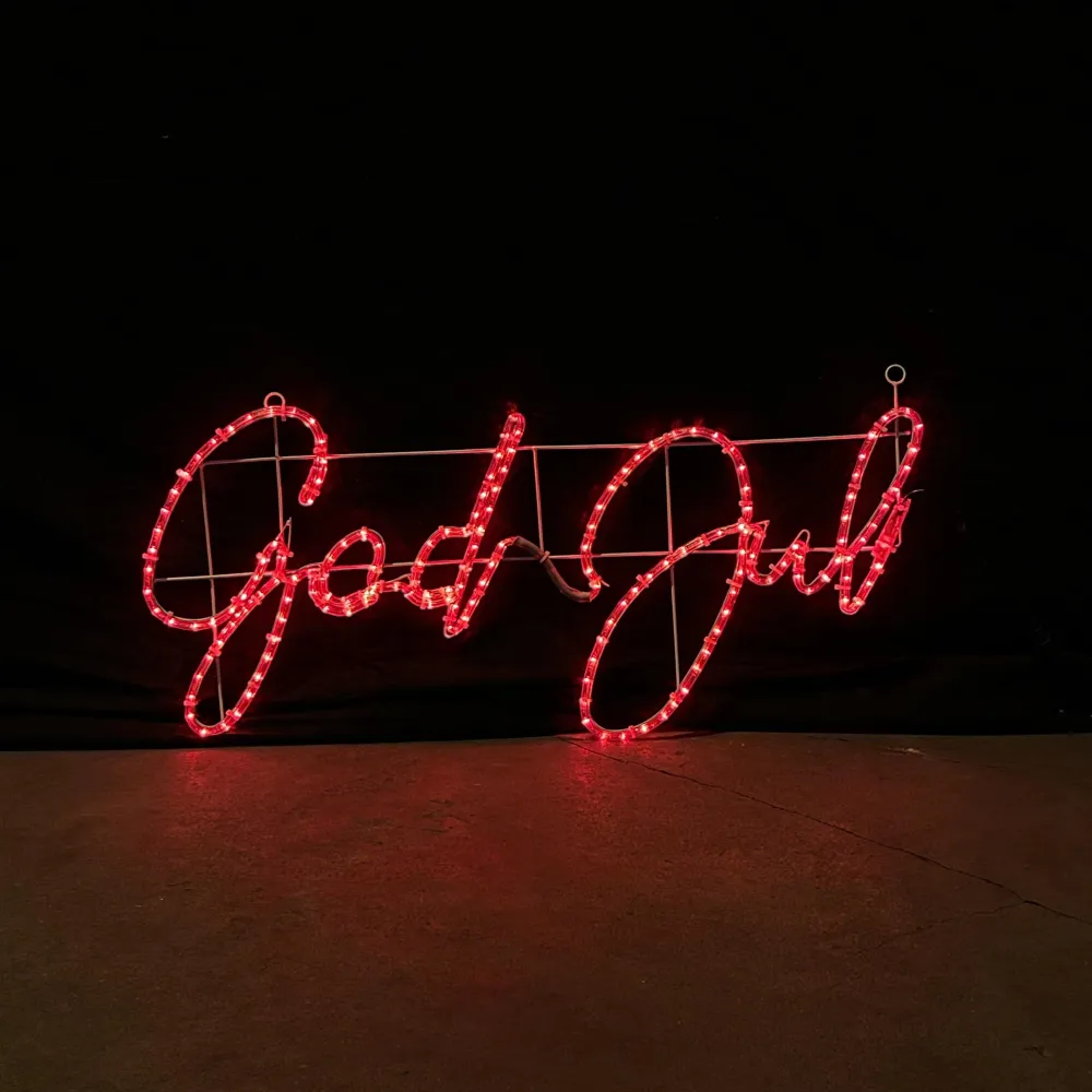 God Jul - Rødt LED-skilt - 100x48cm
