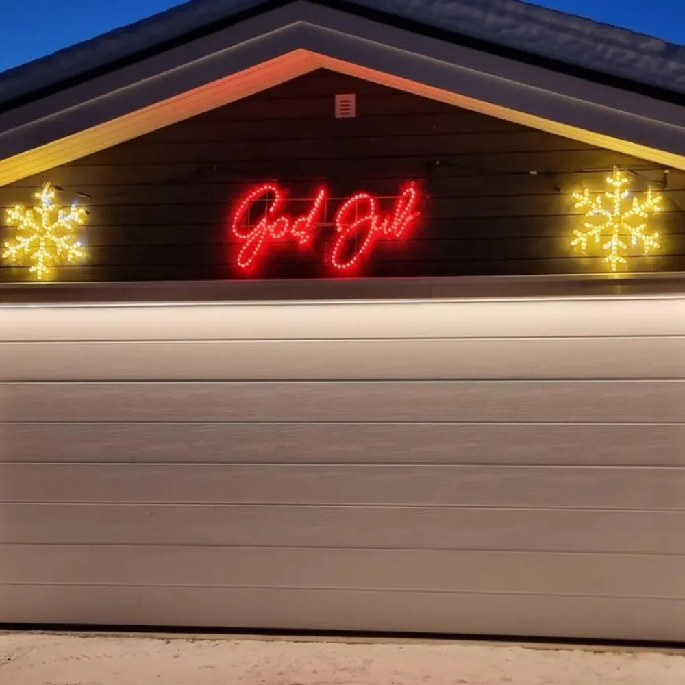 God Jul - Rødt LED-skilt - 100x48cm