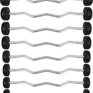 Curlstang 15kg fast, gummibelagt Z-stang styrketrening – HMS GSL-15