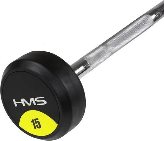 Curlstang 15kg fast, gummibelagt Z-stang styrketrening – HMS GSL-15