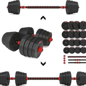 Dumbbells med stang 30kg kompositt, justerbart vektsett hjemmetrening – HMS – SGP30