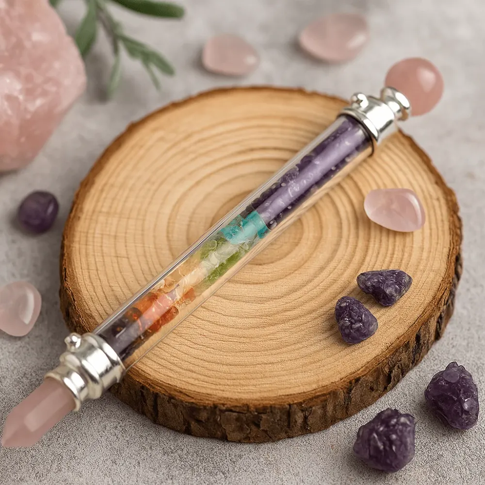 Rosenkvarts 7 Chakra Helbredende Krystallstav