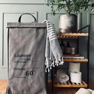 Vasketøyskurv - Kanvas Grå / svart