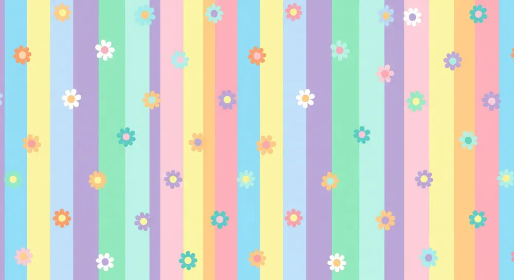 Babyromspapir | Pastellstriper med fargerike blomster