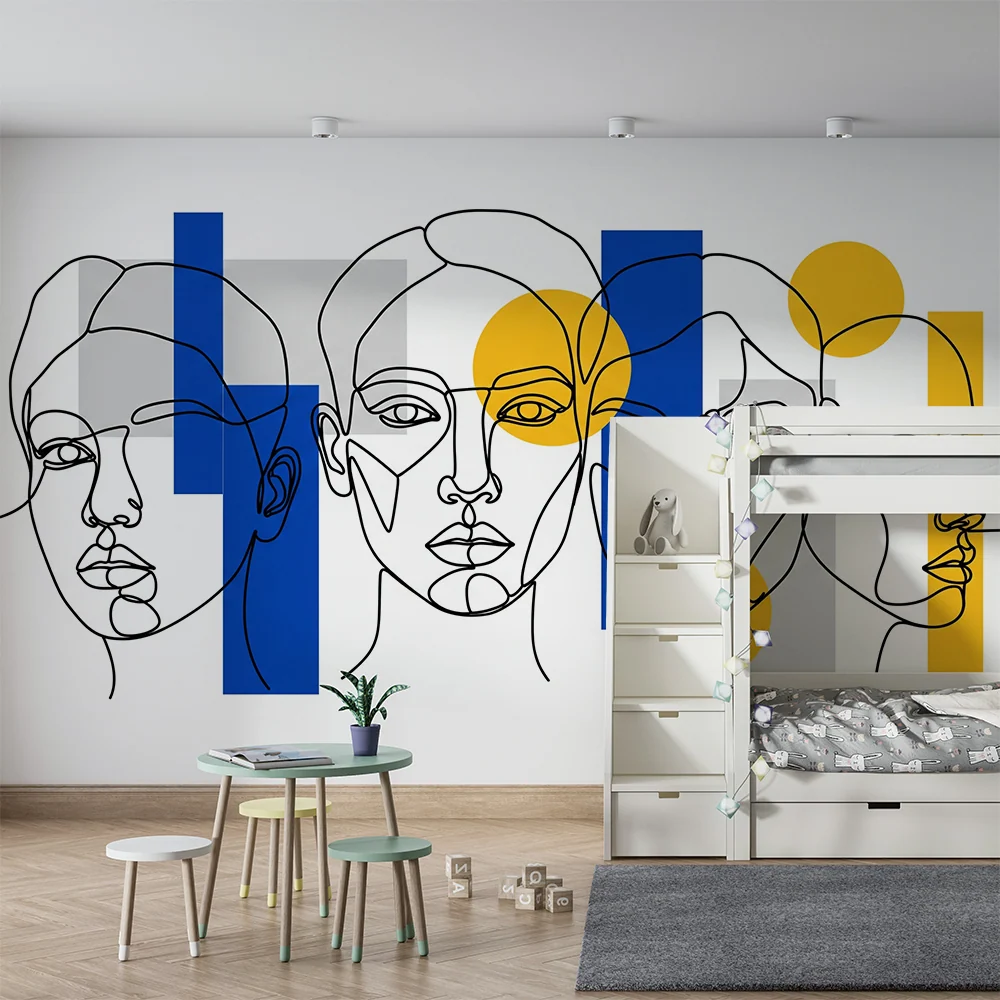 Barnepapir | Stiliserte ansikter med fargerike geometriske former
