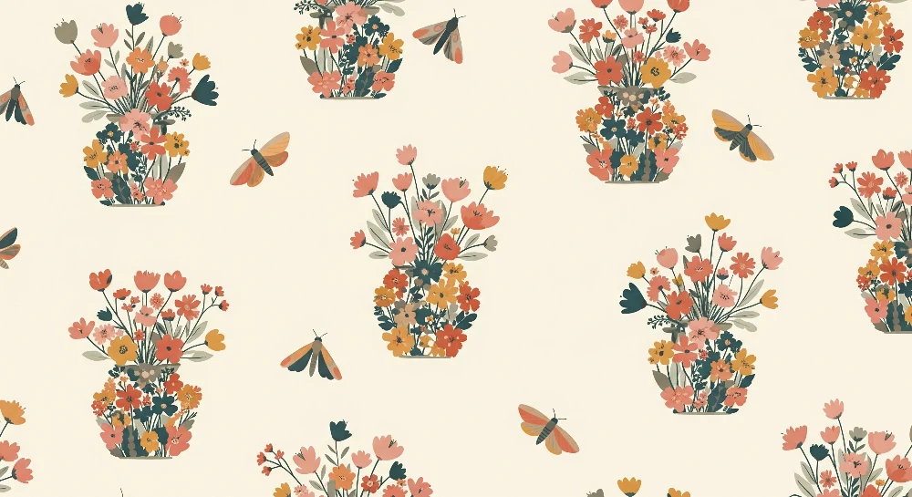 Barnetapet | Fine blomsterbuketter og fargerike sommerfugler