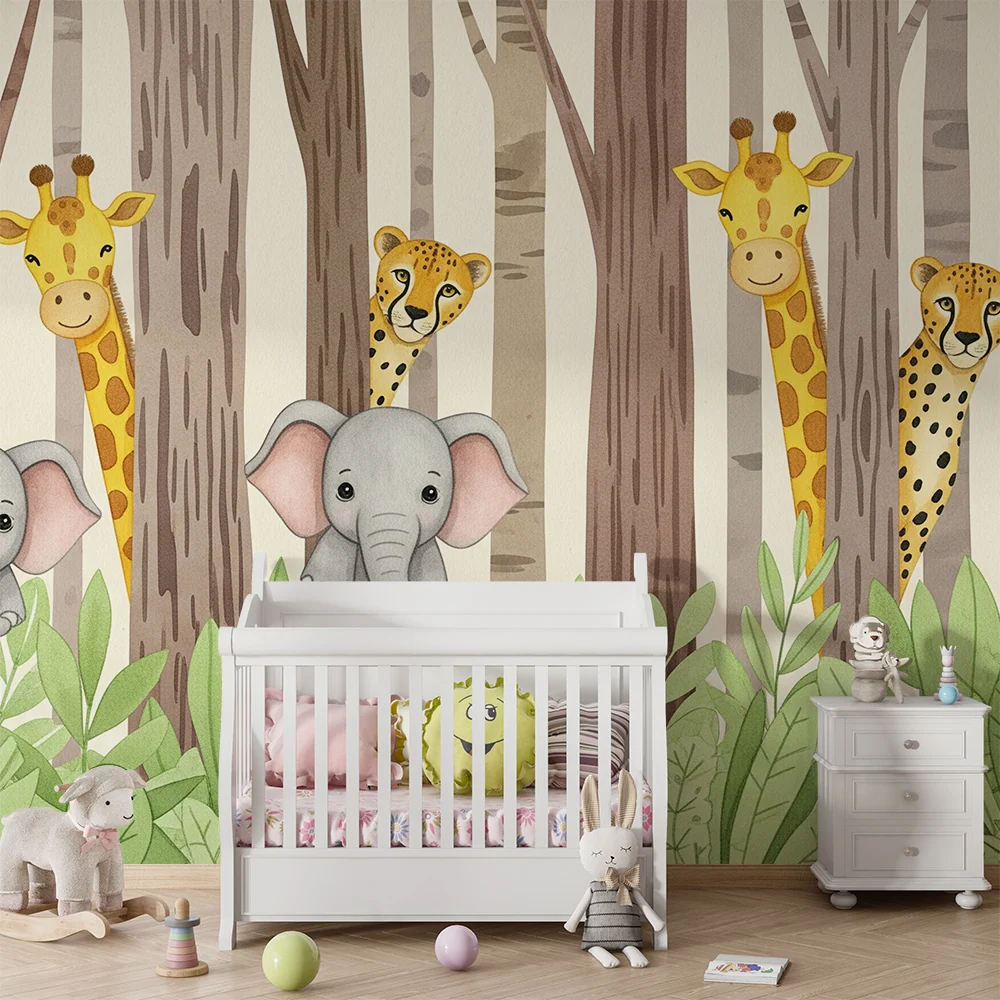 Barnetapet | Jungledyr med søte giraffer og elefanter