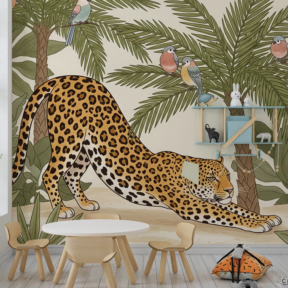 Barnetapet | Majestetisk leopard og tropisk jungel