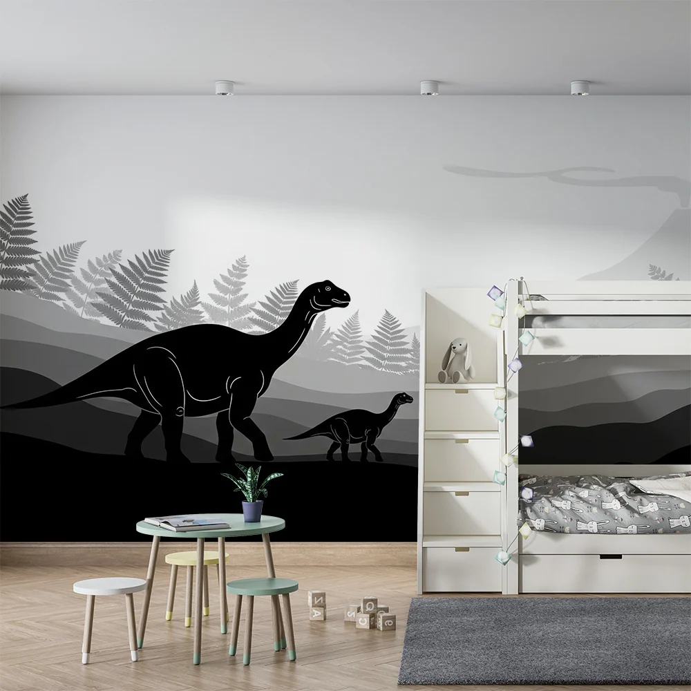 Barnetapet med dinosaurer | Majestetiske dinosaurer i et forhistorisk landskap