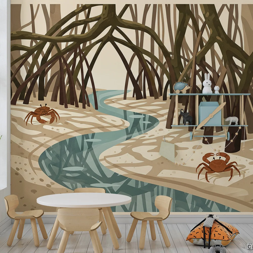 Barnetapet med krabber og mangroveskog