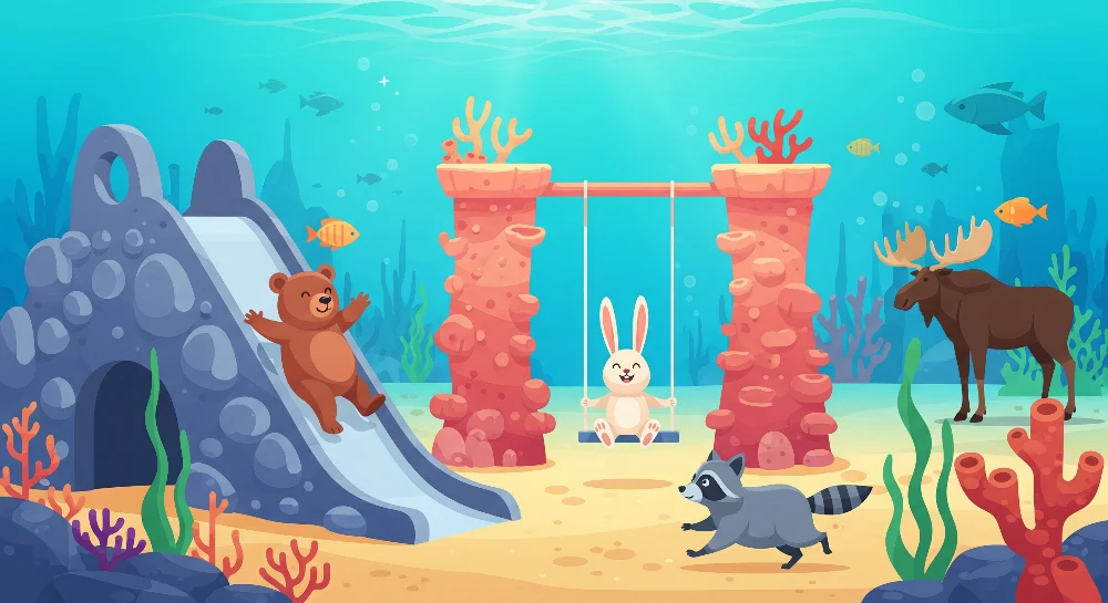 Barnetapet | Underwater eventyr med leken dyr