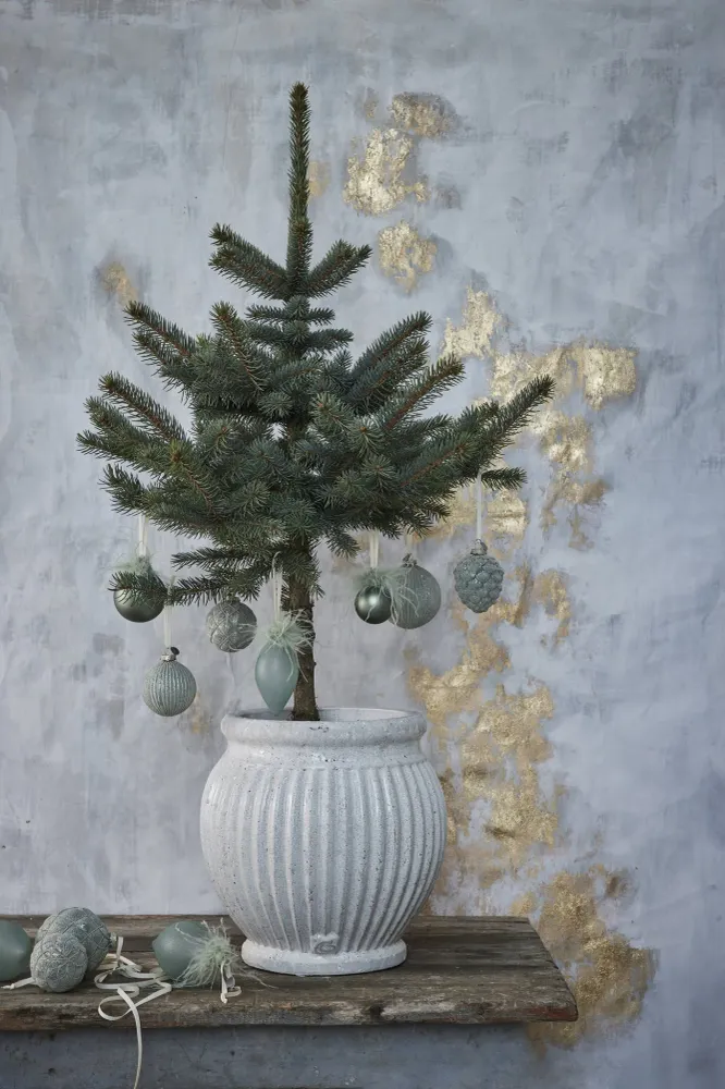 Clarinne julekule 10 cm. støvet grønn