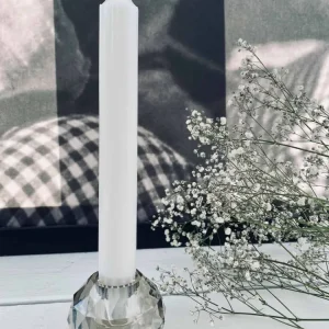 Diamant Lysestake i champagnefarget glass
