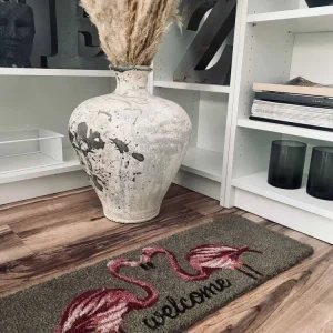 Dørmatte i kokos med flamingoer