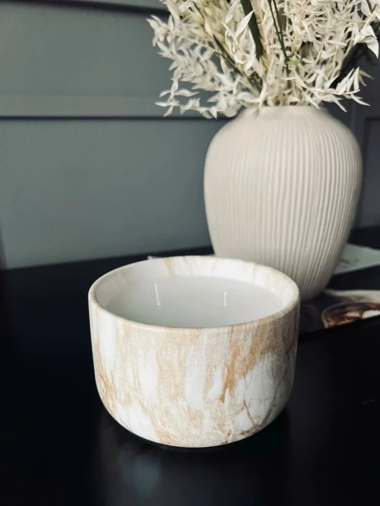 Duftelys Lav - Beige marmorstativ