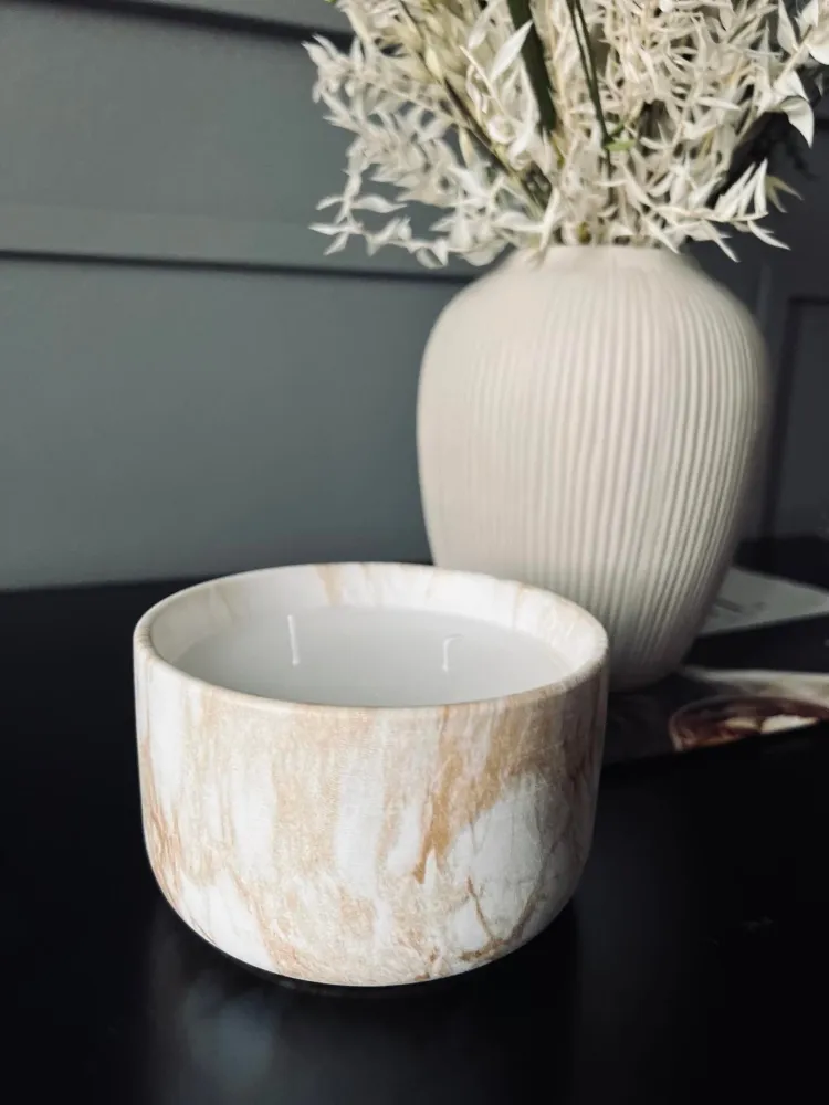 Duftelys Lav - Beige marmorstativ
