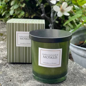 Duftlys - Moskus 45 timer - Olivengrønn